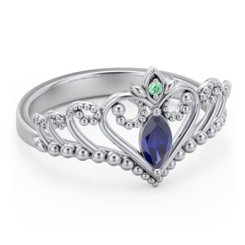 Heart Tiara Ring with Marquise Gemstone