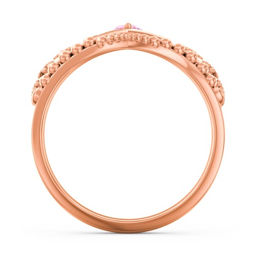Heart Tiara Ring with Marquise Gemstone – 10K Rose Gold with Pink Tourmaline and Amethyst Premium Zirconia