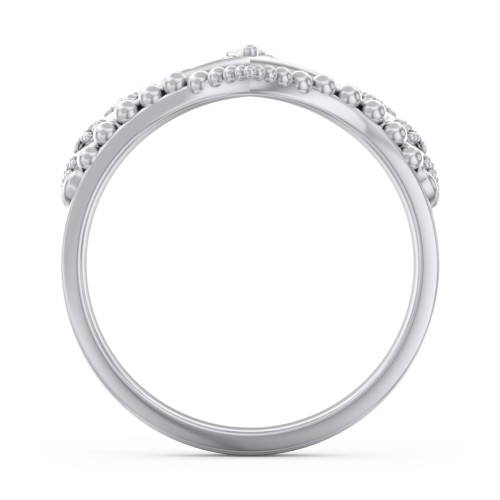 Heart Tiara Ring with Marquise Gemstone – Sterling Silver with Cubic Zirconia and White Premium Zirconia