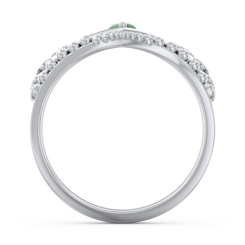 Heart Tiara Ring with Marquise Gemstone – Sterling Silver with Emerald and Green Premium Zirconia