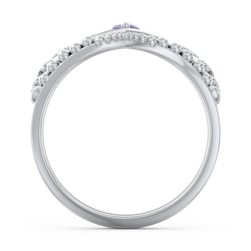 Heart Tiara Ring with Marquise Gemstone – Sterling Silver with Amethyst and Amethyst Premium Zirconia