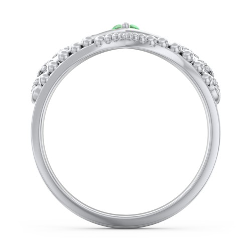 Heart Tiara Ring with Marquise Gemstone – Sterling Silver with Emerald and Green Premium Zirconia