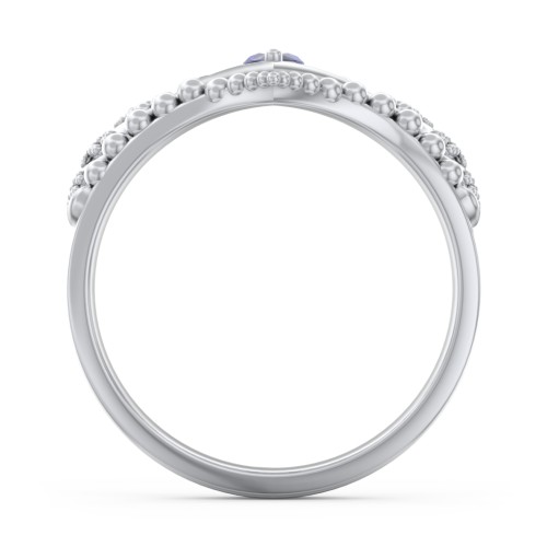 Heart Tiara Ring with Marquise Gemstone – Sterling Silver with Blue Sapphire and Fancy Blue Premium Zirconia