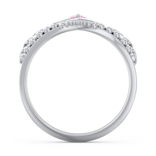 Heart Tiara Ring with Marquise Gemstone – Sterling Silver with Pink Tourmaline and Amethyst Premium Zirconia