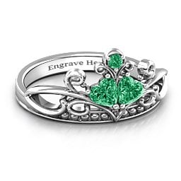 Ever Enchanted Double Heart Tiara Ring in 925 Sterling Silver