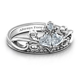 Ever Enchanted Double Heart Tiara Ring in 925 Sterling Silver with Diamond