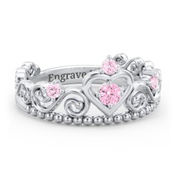 Multi Gemstone Tiara Ring with Scroll and Bead Detailing