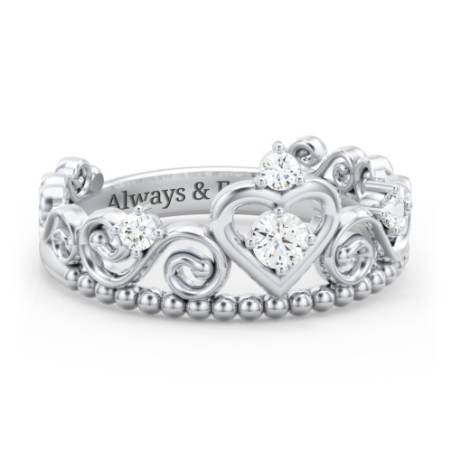 Multi Gemstone Tiara Ring with Scroll and Bead Detailing