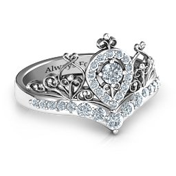 Queen Of My Heart Tiara Ring in 925 Sterling Silver with Diamond