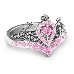 Queen Of My Heart Tiara Ring in 925 Sterling Silver with Pink Tourmaline and Fancy Pink Premium Zirconia