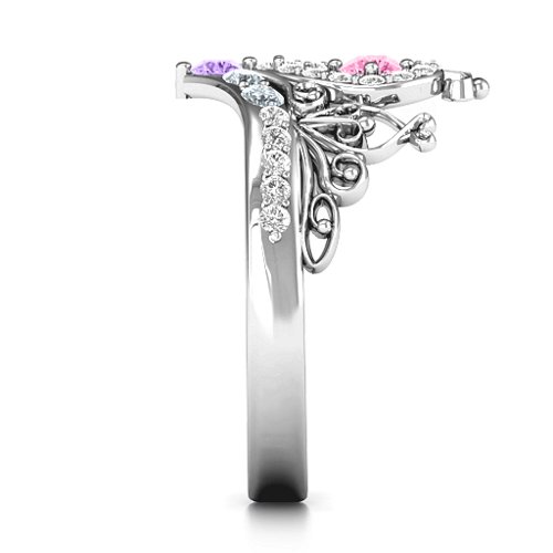 Queen Of My Heart Tiara Ring – Sterling Silver with Pink Tourmaline, Amethyst, Cubic Zirconia, and White Premium Zirconia