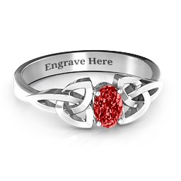 Trinity Knot Oval Gemstone Ring in 925 Sterling Silver