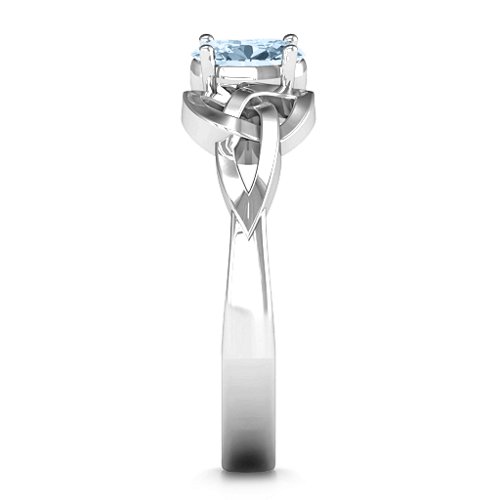 Trinity Knot Oval Gemstone Ring – Sterling Silver with Aquamarine