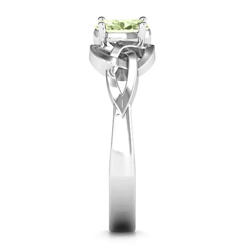 Trinity Knot Oval Gemstone Ring – Sterling Silver with Peridot
