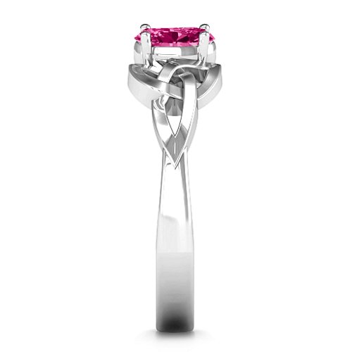 Trinity Knot Oval Gemstone Ring – Sterling Silver with Ruby