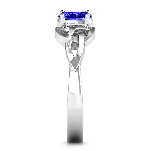 Trinity Knot Oval Gemstone Ring – Sterling Silver with Blue Sapphire