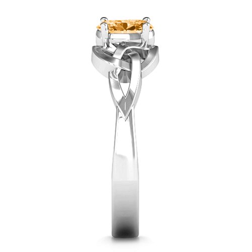 Trinity Knot Oval Gemstone Ring – Sterling Silver with Citrine