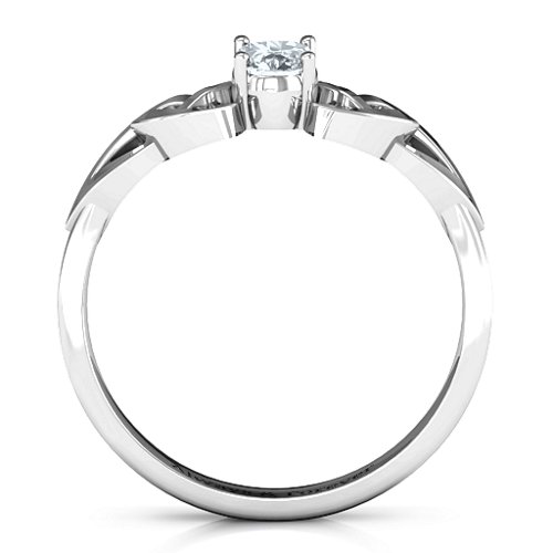 Trinity Knot Oval Gemstone Ring – Sterling Silver with Diamond