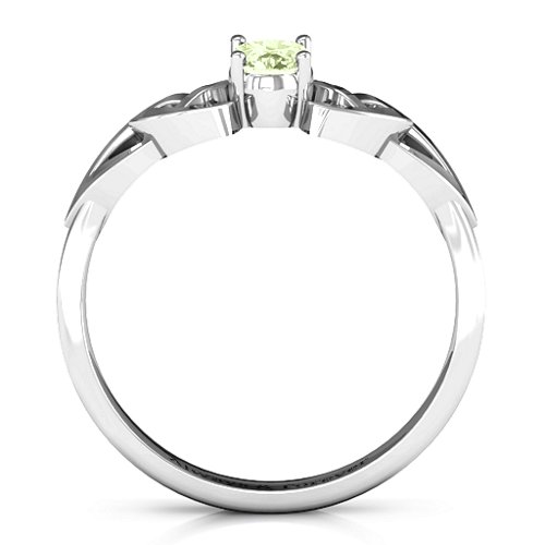 Trinity Knot Oval Gemstone Ring – Sterling Silver with Peridot