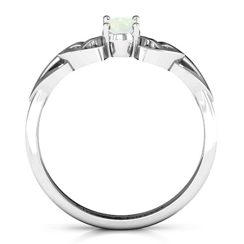 Trinity Knot Oval Gemstone Ring – Sterling Silver with Opal