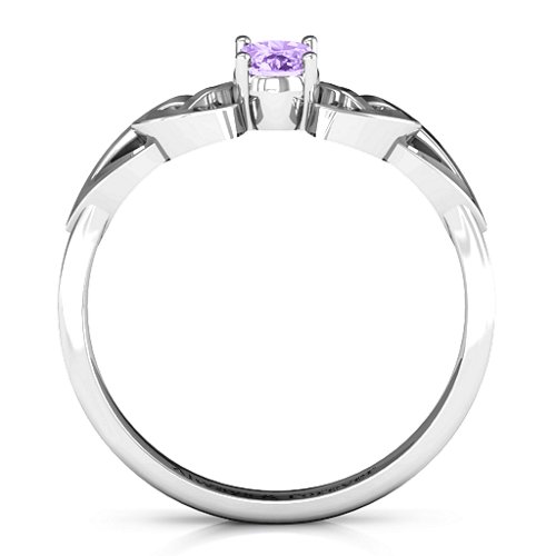 Trinity Knot Oval Gemstone Ring – Sterling Silver with Amethyst