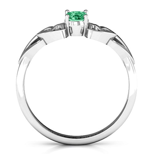 Trinity Knot Oval Gemstone Ring – Sterling Silver with Emerald