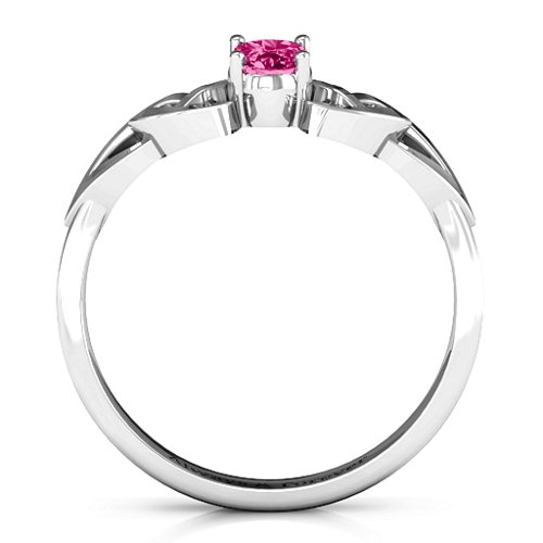 Trinity Knot Oval Gemstone Ring – Sterling Silver with Ruby