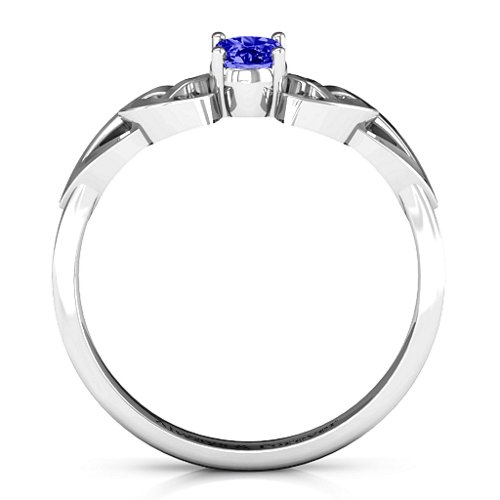 Trinity Knot Oval Gemstone Ring – Sterling Silver with Blue Sapphire