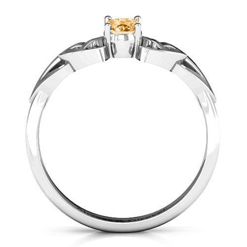 Trinity Knot Oval Gemstone Ring – Sterling Silver with Citrine