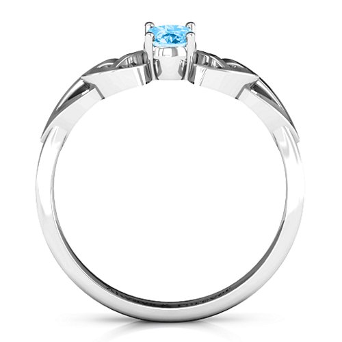 Trinity Knot Oval Gemstone Ring – Sterling Silver with Blue Topaz
