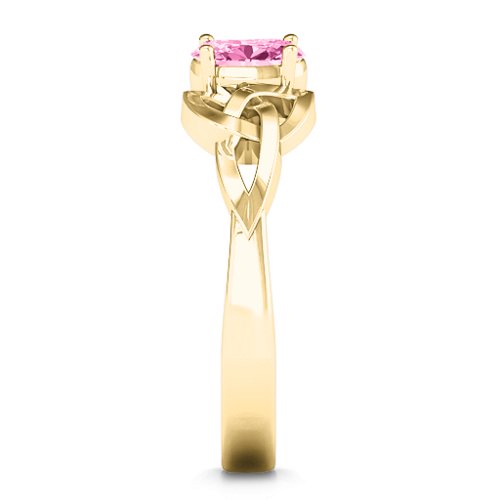 Trinity Knot Oval Gemstone Ring – 10K Yellow Gold with Pink Tourmaline