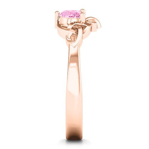 Trinity Knot Heart Crown Ring – 10K Rose Gold with Pink Tourmaline