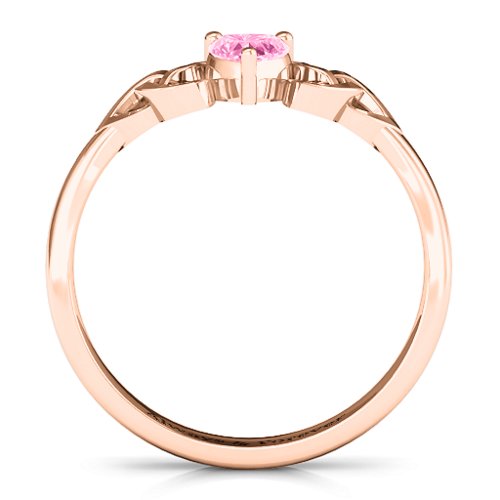 Trinity Knot Heart Crown Ring – 10K Rose Gold with Pink Tourmaline