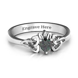 Trinity Knot Heart Crown Ring in 925 Sterling Silver with Alexandrite, Amethyst, and Cubic Zirconia