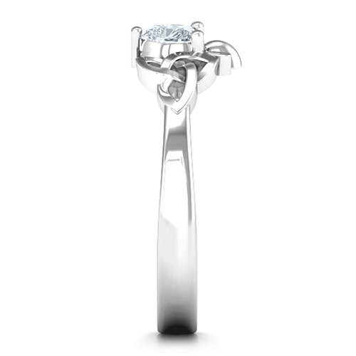 Trinity Knot Heart Crown Ring – Sterling Silver with Diamond