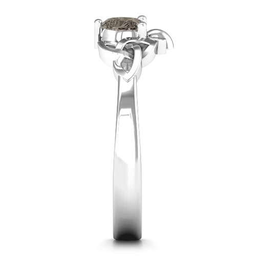 Trinity Knot Heart Crown Ring – Sterling Silver with Smokey Quartz