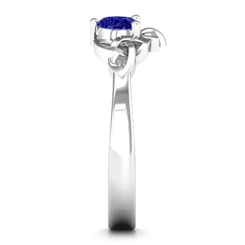 Trinity Knot Heart Crown Ring – Sterling Silver with Blue Sapphire