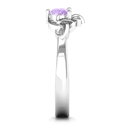 Trinity Knot Heart Crown Ring – Sterling Silver with Amethyst