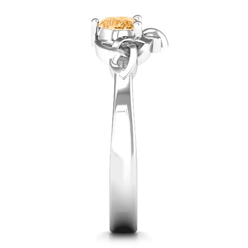 Trinity Knot Heart Crown Ring – Sterling Silver with Citrine