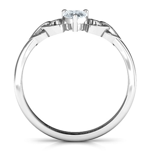 Trinity Knot Heart Crown Ring – Sterling Silver with Cubic Zirconia