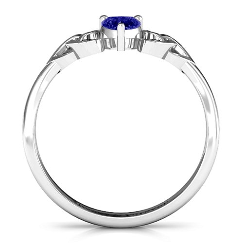 Trinity Knot Heart Crown Ring – Sterling Silver with Blue Sapphire