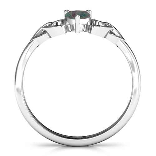 Trinity Knot Heart Crown Ring – Sterling Silver with Alexandrite