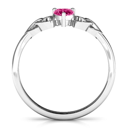 Trinity Knot Heart Crown Ring – Sterling Silver with Ruby