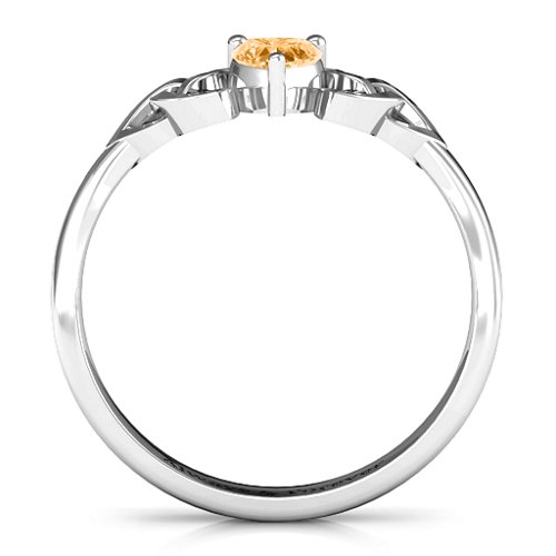 Trinity Knot Heart Crown Ring – Sterling Silver with Citrine