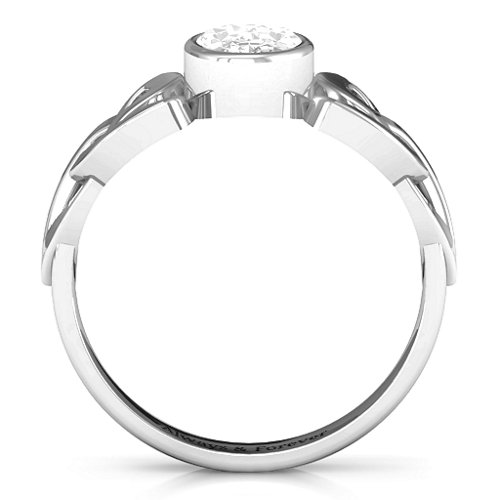 Trinity Knot Ring With Bezel-Set Oval Stone – Sterling Silver with White Premium Zirconia
