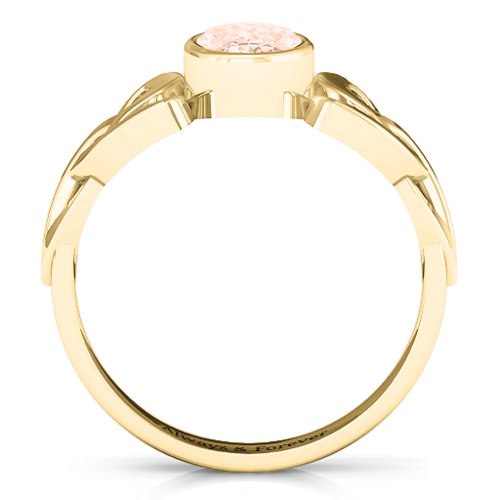 Trinity Knot Ring With Bezel-Set Oval Stone – 10K Yellow Gold with Morganite