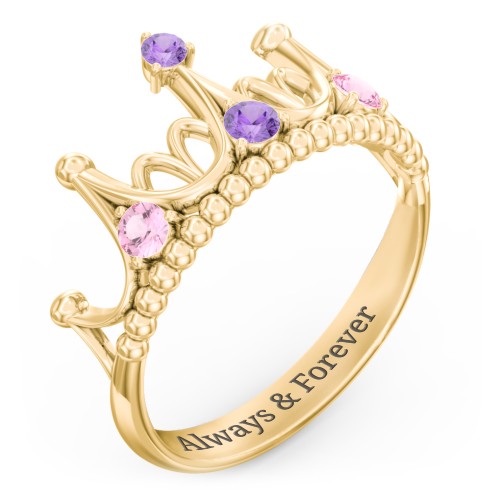 Like A Dream Tiara Ring – 10K Yellow Gold with Pink Tourmaline and Amethyst