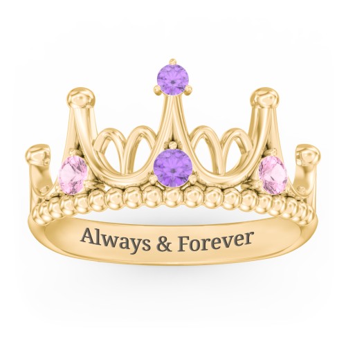 Like A Dream Tiara Ring – 10K Yellow Gold with Pink Tourmaline and Amethyst