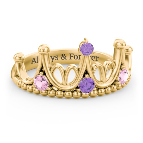 Like A Dream Tiara Ring – 10K Yellow Gold with Pink Tourmaline and Amethyst