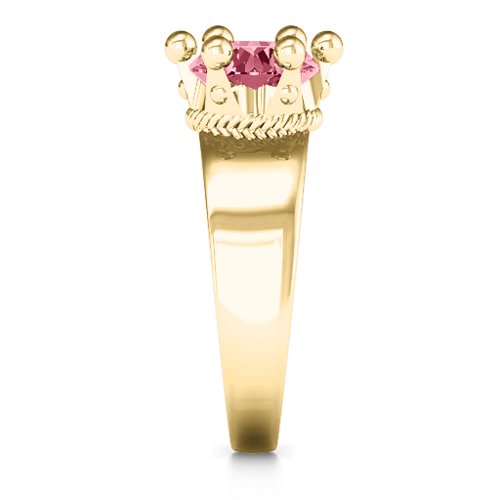 Radiant Royal Crown Ring – 10K Yellow Gold with Red Premium Zirconia